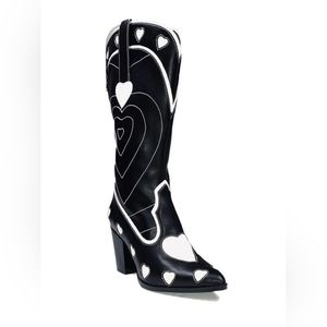 YRU Black/White Space Cowgirl Boots SZ 7